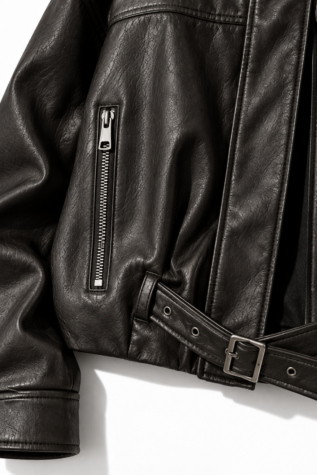 Giacca Corta in Finta Pelle con Cintura | Stile Moto