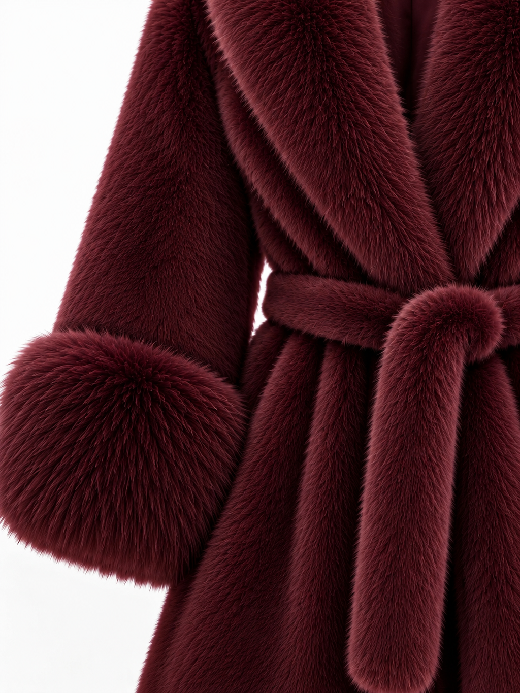 Cappotto Lungo in Pelliccia Finta con Cintura | Stile Invernale