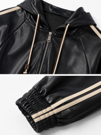 Giacca in Finta Pelle con Cappuccio e Zip | Stile Sporty