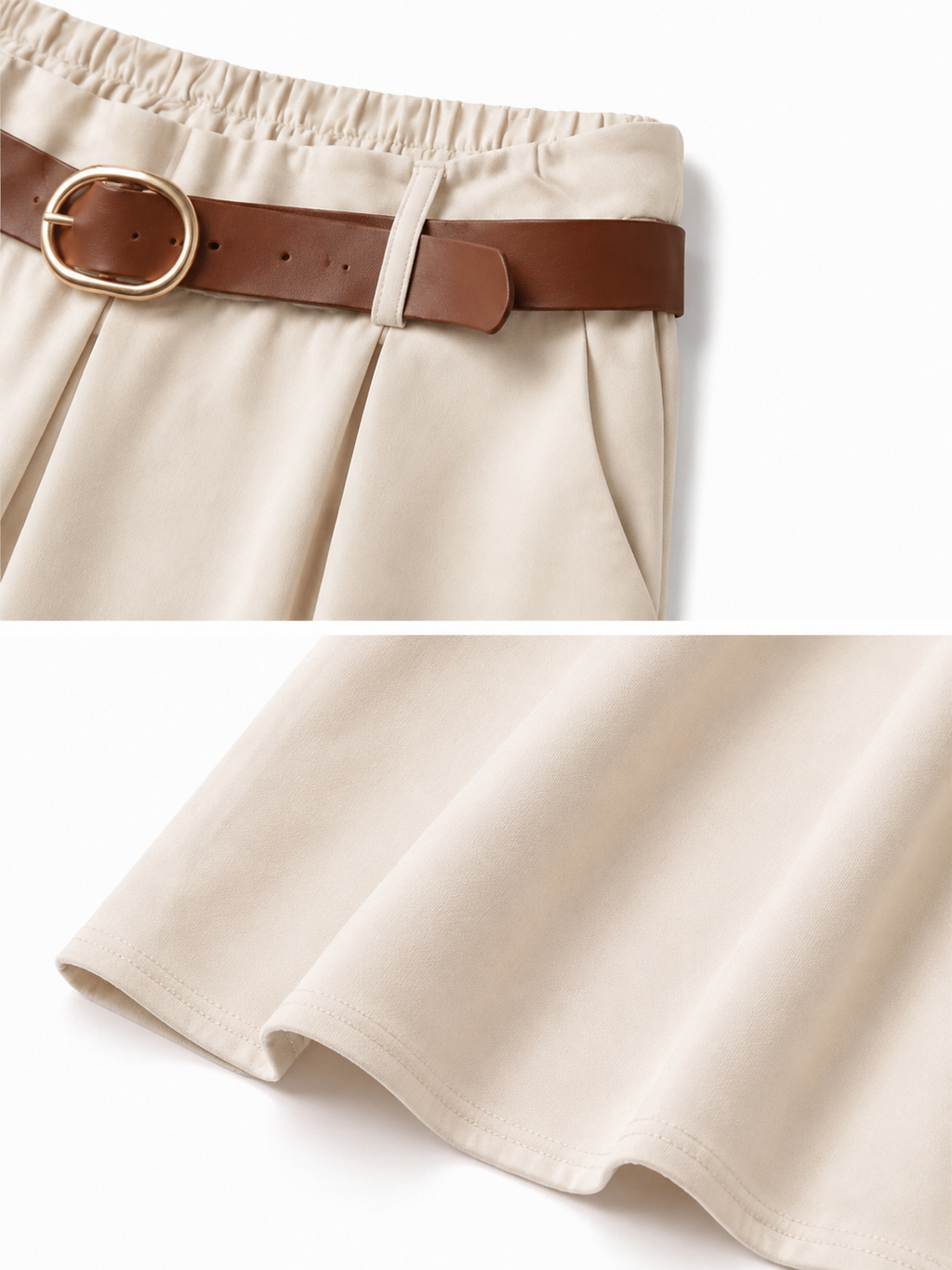 Gonna a Vita Alta Svasata con Elastico e Cintura | Stile Elegante