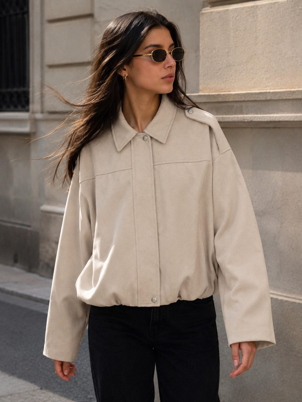 Giacca Pilota in Finta Pelle Scamosciata | Stile Casual