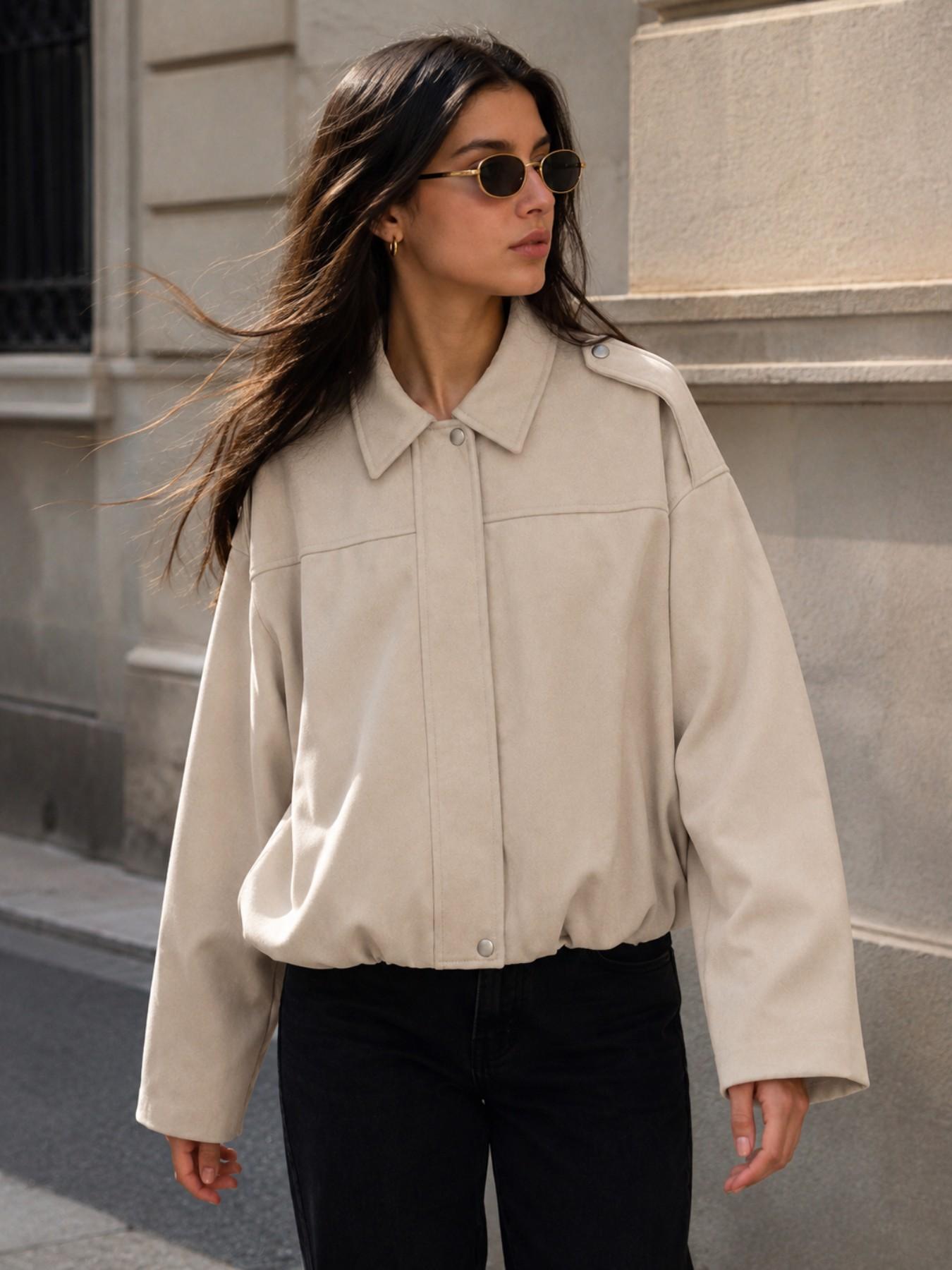 Giacca Pilota in Finta Pelle Scamosciata | Stile Casual