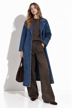 Cappotto Lungo in Denim Lavato con Collo a Risvolto | Stile Casual