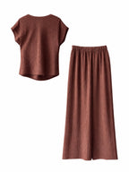 Completo Tessuto con Top e Pantaloni Largo | Look Casual Chic